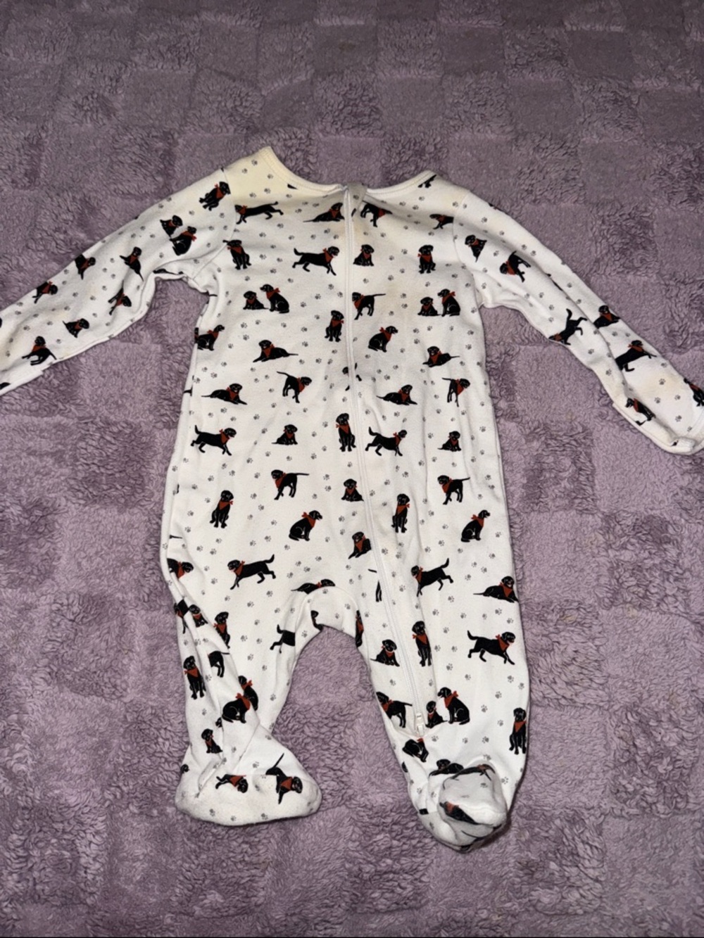 wonder nation White Footed One-Piece with Black & Red Puppy Print